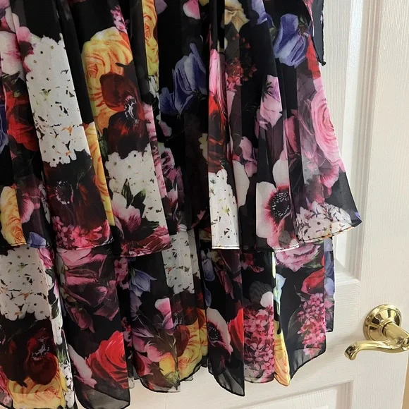 IEENA for Mac Duggal NWT #55837 Floral Bow Strap V-Neck Mini Dress Size 2 - Picture 14 of 14